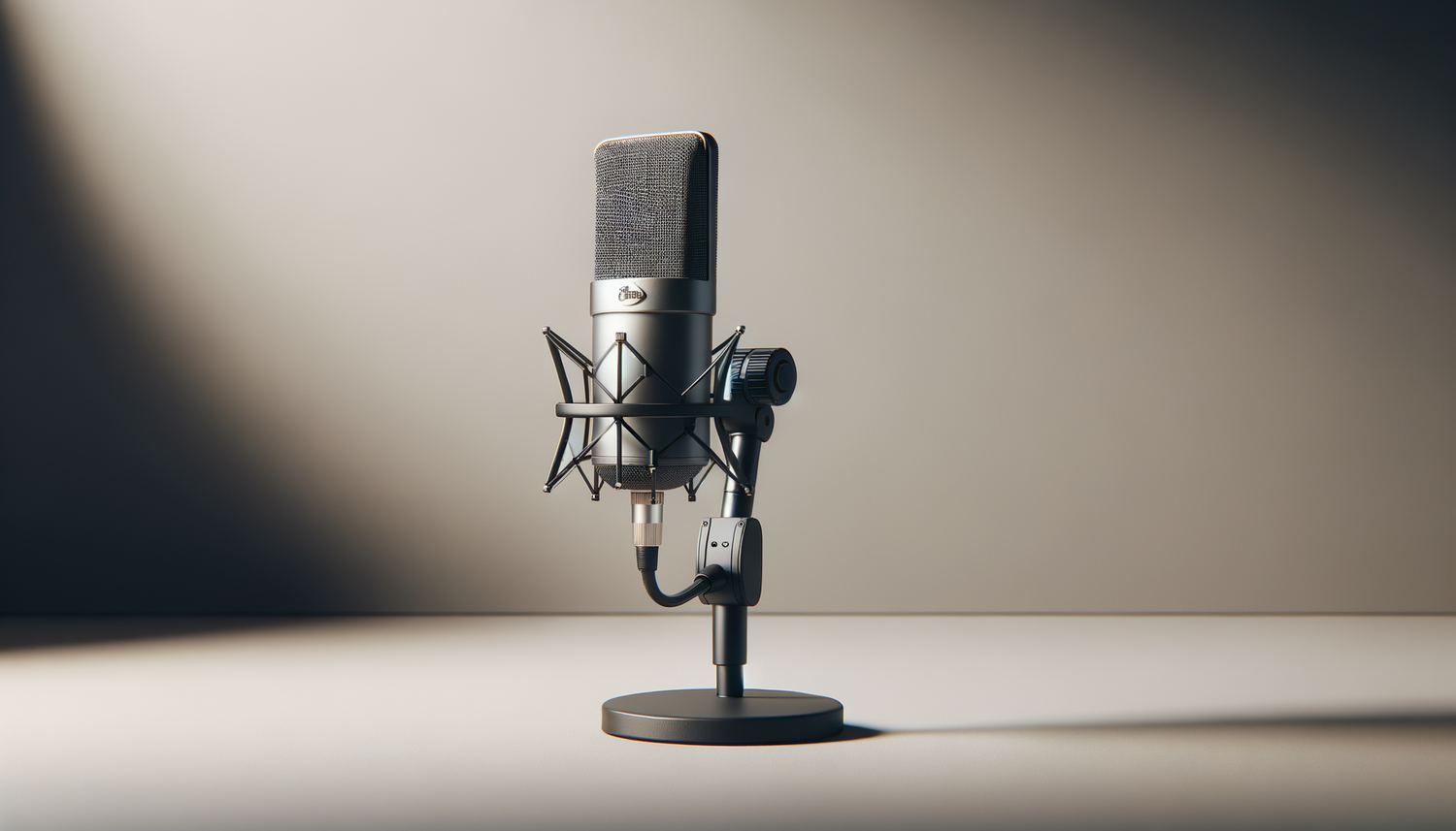 Podcast microphone and studio detail ready for recording